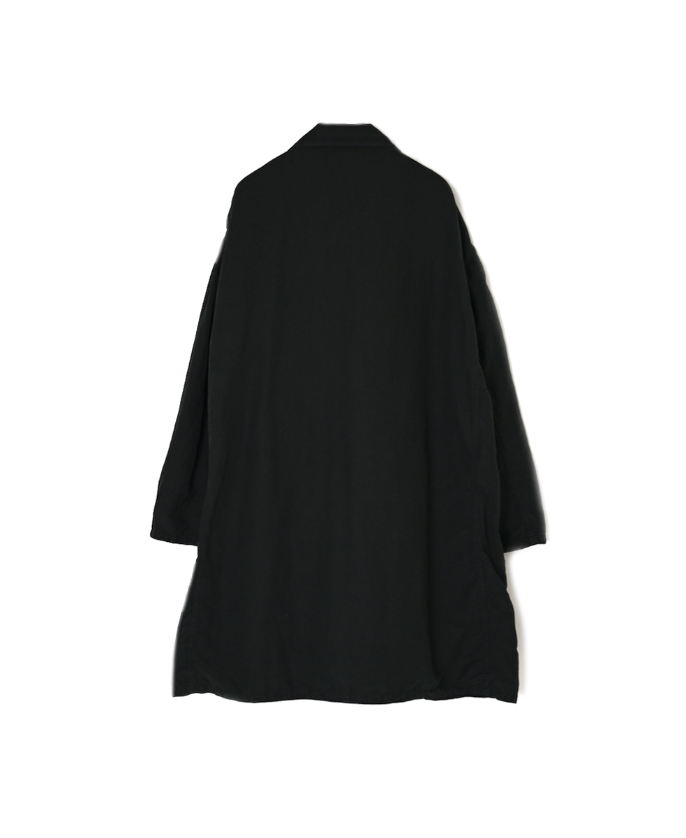 ISNAM2602D(ロングジャケット) LINEN COTTON PLAIN OVERDYE ROUND COLLAR DOUBLE LONG JACKET