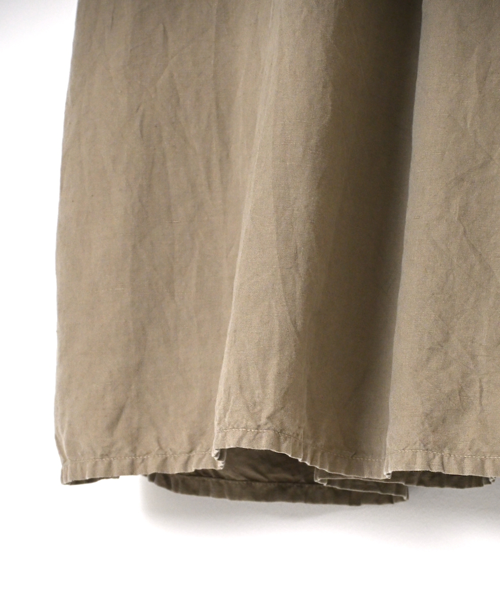 ISNAM2603D(ワンピース) LINEN COTTON PLAIN OVERDYE WORK GATHERED SHIRT DRESS