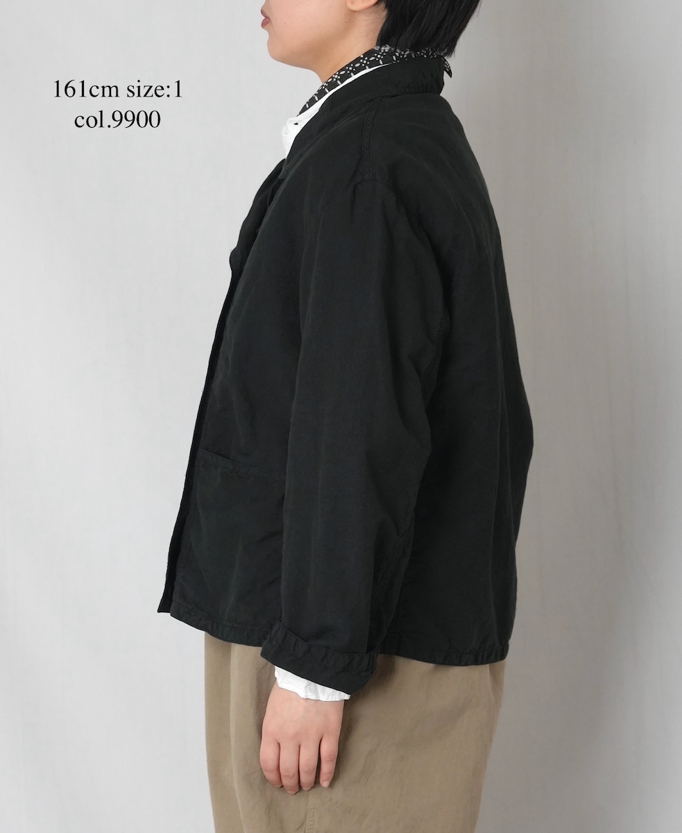 ISNAM2601D(ジャケット) LINEN COTTON PLAIN OVERDYE ROUND COLLAR DOUBLE JACKET