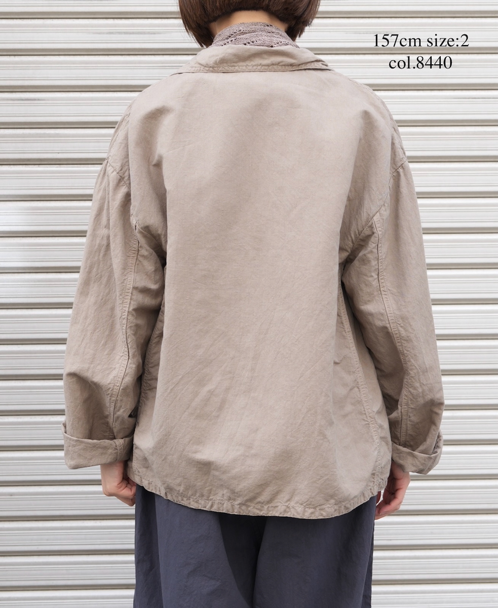 ISNAM2601D(ジャケット) LINEN COTTON PLAIN OVERDYE ROUND COLLAR DOUBLE JACKET