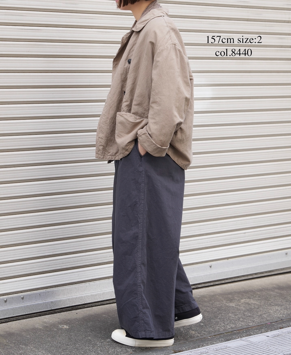 ISNAM2601D(ジャケット) LINEN COTTON PLAIN OVERDYE ROUND COLLAR DOUBLE JACKET