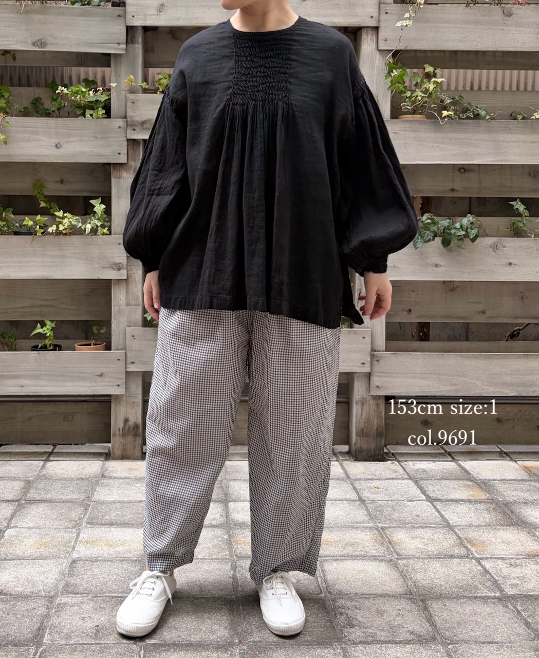 INMDS26025(パンツ) HANDWOVEN COTTON/SILK GINGHAM CHECK 2TUCK TAPERED EASY PANTS