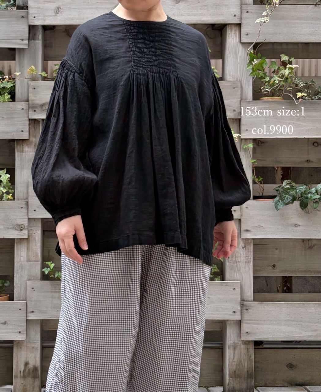 INMDS25012D(シャツ) 60s AUTO LOOM LINEN/COTTON PLAIN(OVERDYE) BACK OPENING CREW-NECK SHIRTS WITH MINI PINTUCK