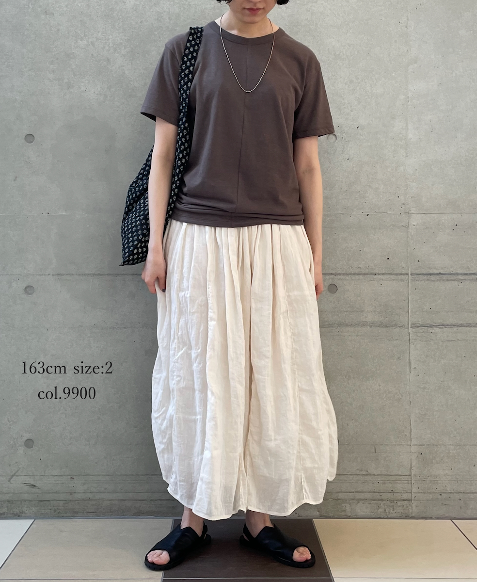 INMDS26012D(スカート) 60s AUTO LOOM LINEN/COTTON PLAIN(OVERDYE) GATHERED SKIRT