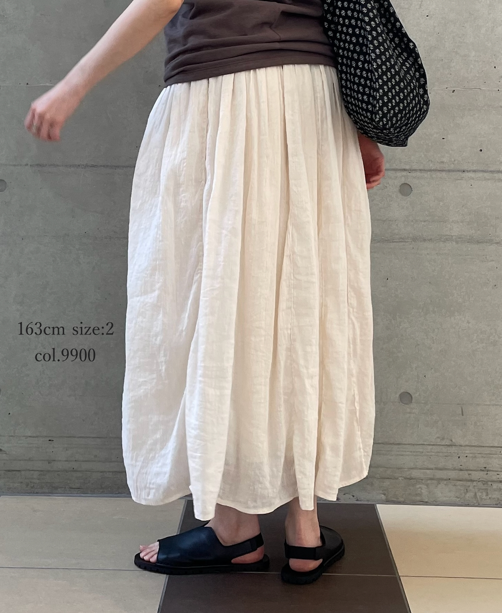 INMDS26012D(スカート) 60s AUTO LOOM LINEN/COTTON PLAIN(OVERDYE) GATHERED SKIRT
