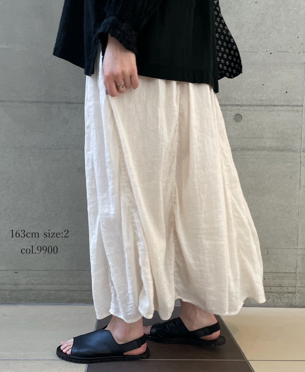 INMDS26012D(スカート) 60s AUTO LOOM LINEN/COTTON PLAIN(OVERDYE) GATHERED SKIRT