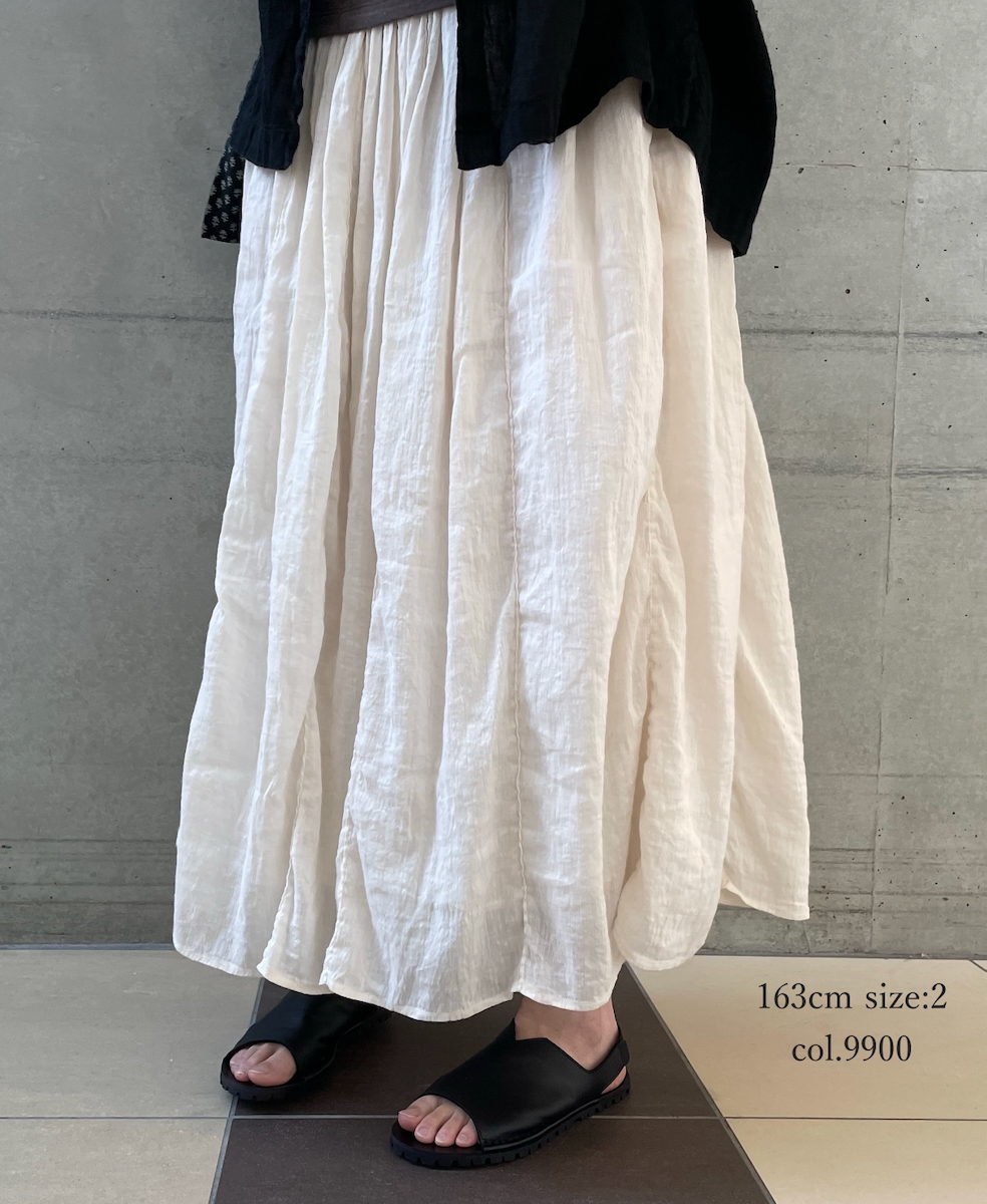 INMDS26012D(スカート) 60s AUTO LOOM LINEN/COTTON PLAIN(OVERDYE) GATHERED SKIRT