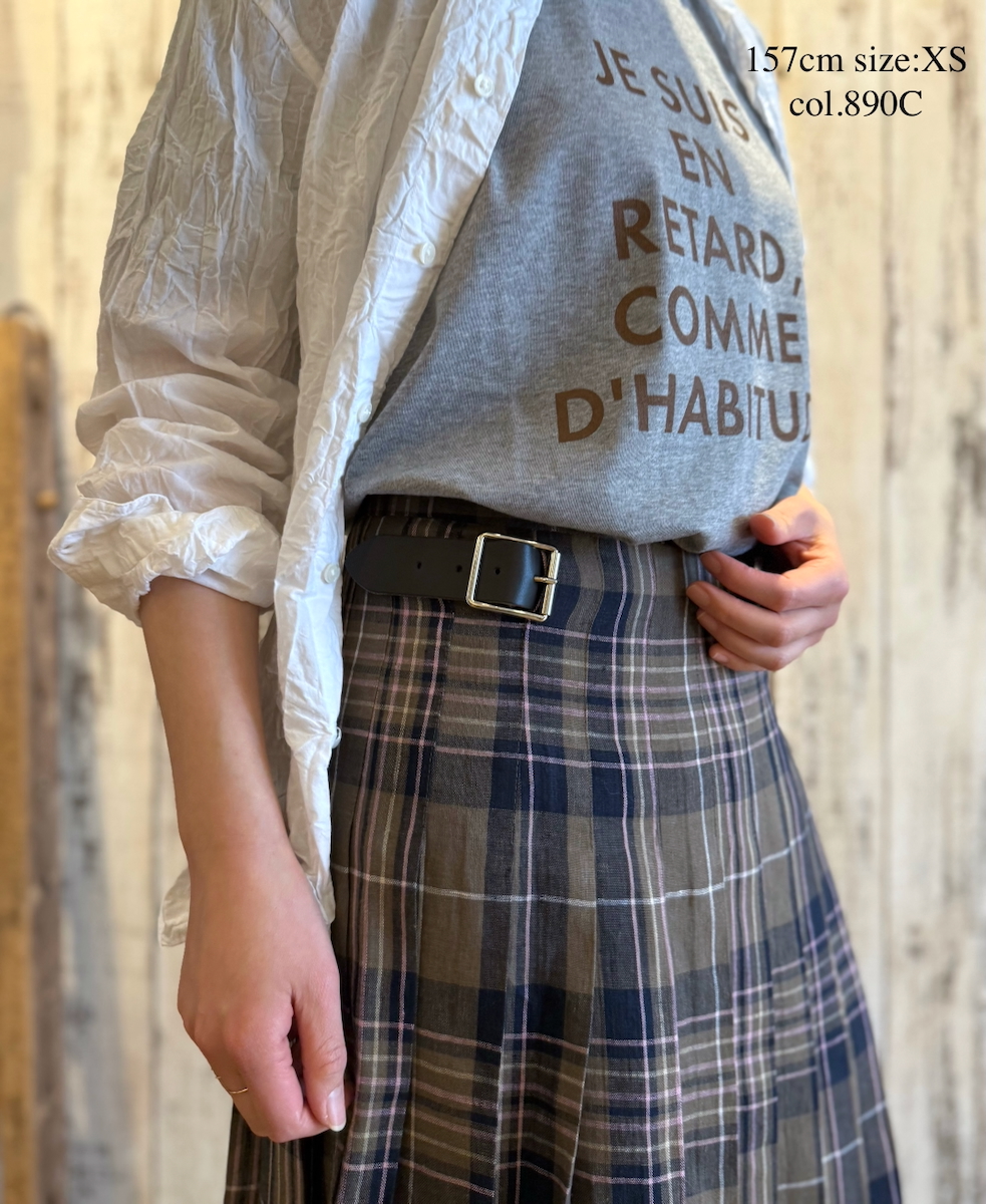 NOD0901 (スカート) IRISH LINEN LOW WAIST PLEATS WRAP SKIRT