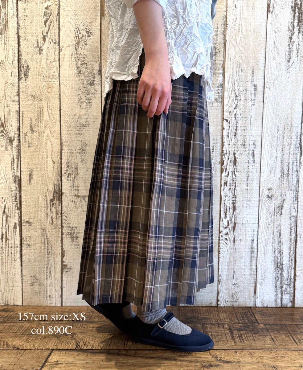 NOD0901 (スカート) IRISH LINEN LOW WAIST PLEATS WRAP SKIRT