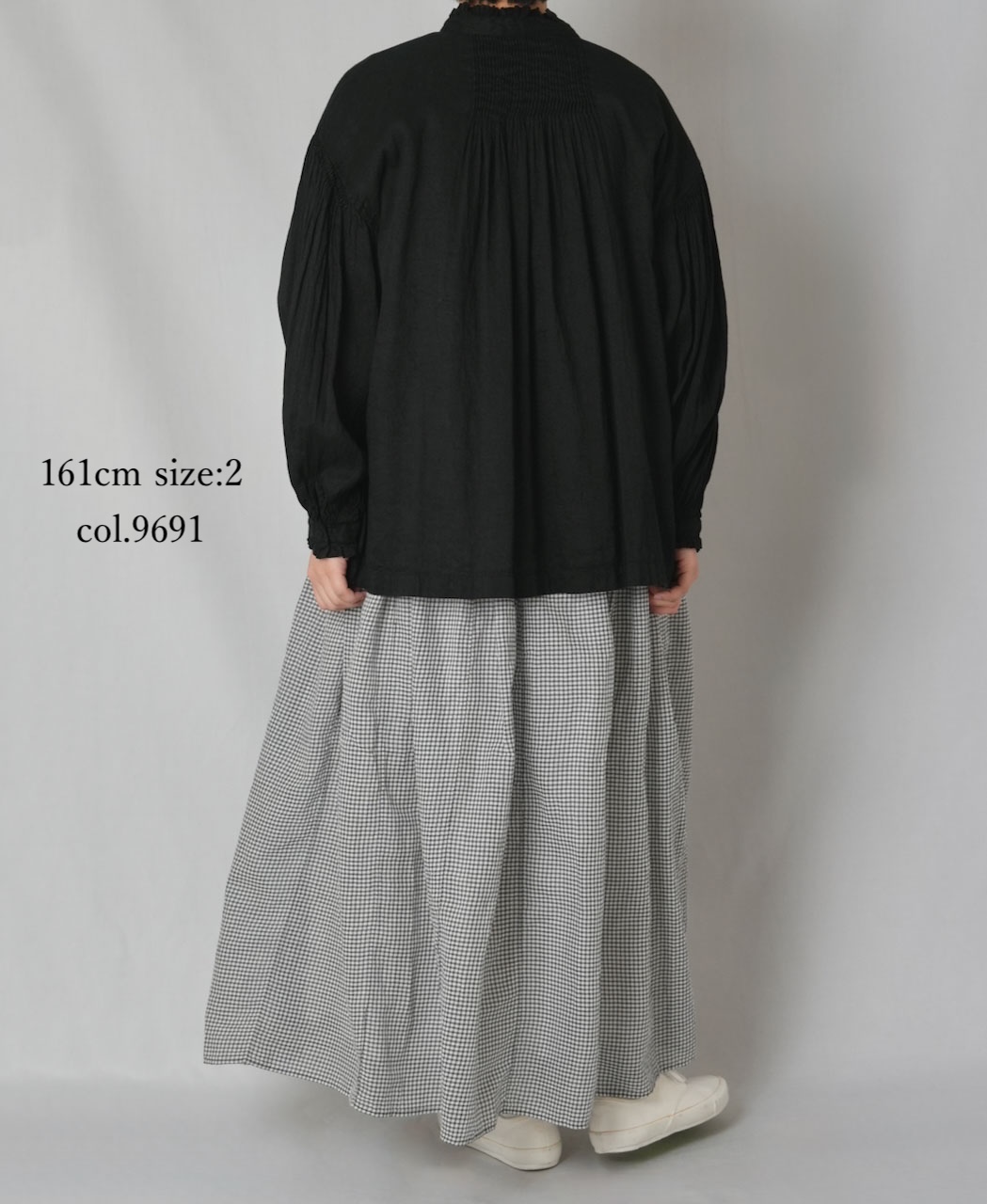 INMDS26026(スカート) HANDWOVEN COTTON/SILK GINGHAM CHECK GATHERERD SKIRT