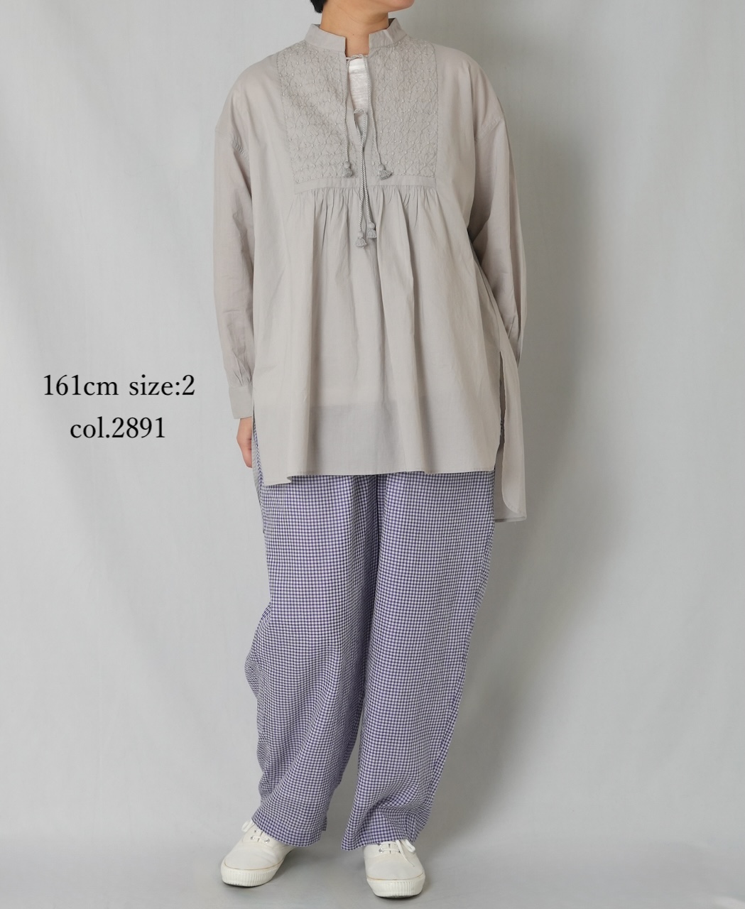 INMDS26025(パンツ) HANDWOVEN COTTON/SILK GINGHAM CHECK 2TUCK TAPERED EASY PANTS