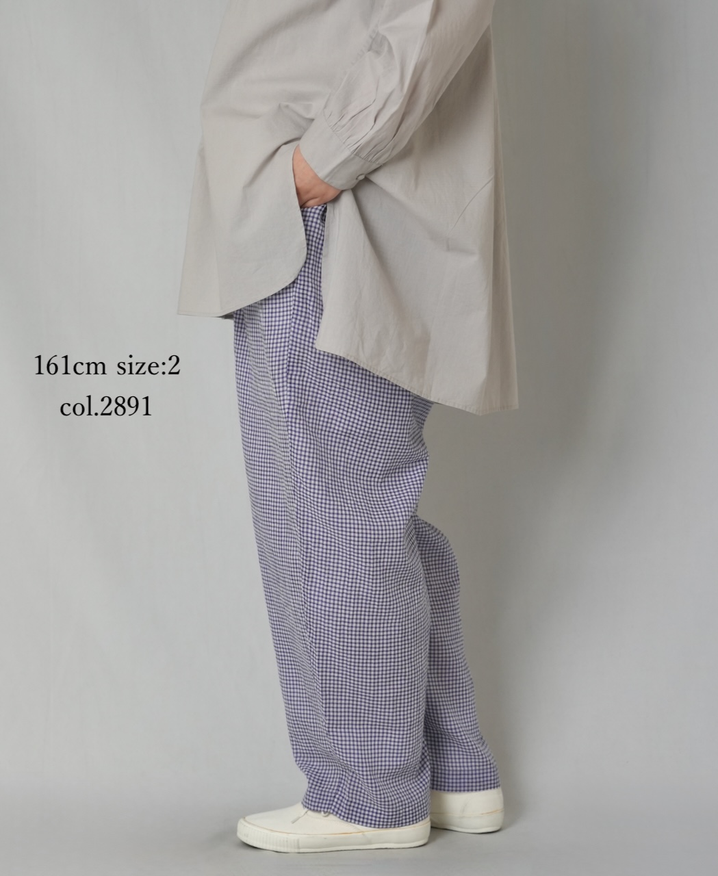 INMDS26025(パンツ) HANDWOVEN COTTON/SILK GINGHAM CHECK 2TUCK TAPERED EASY PANTS