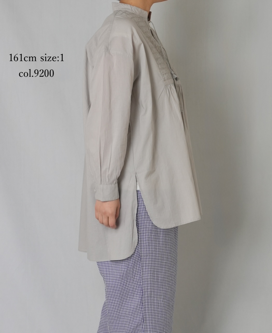 NMDS26222(チュニック) 60s ORGANIC CAMBRIC BANDED COLLAR EMB TUNIC