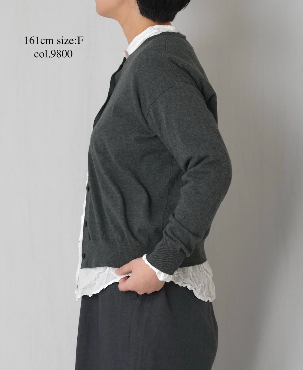 NNSL26012(カーディガン) 14GG 1PLY HIGH TWIST COTTON CREW-NECK CARDIGAN