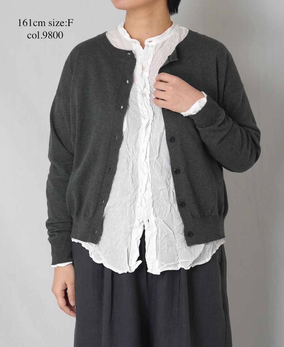 NNSL26012(カーディガン) 14GG 1PLY HIGH TWIST COTTON CREW-NECK CARDIGAN