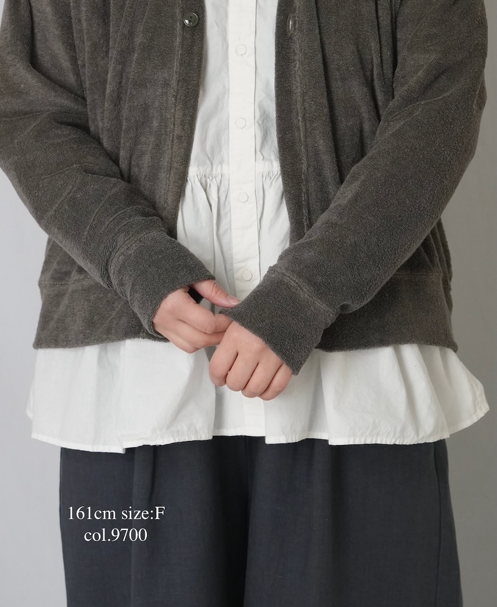 GNSL26031(カーディガン) LINEN POLYESTER PILE V-NECK 1BUTTON CARDIGAN