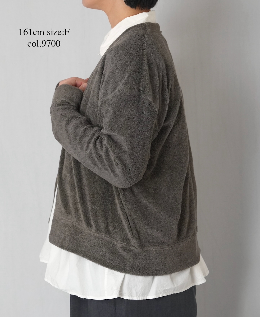 GNSL26031(カーディガン) LINEN POLYESTER PILE V-NECK 1BUTTON CARDIGAN