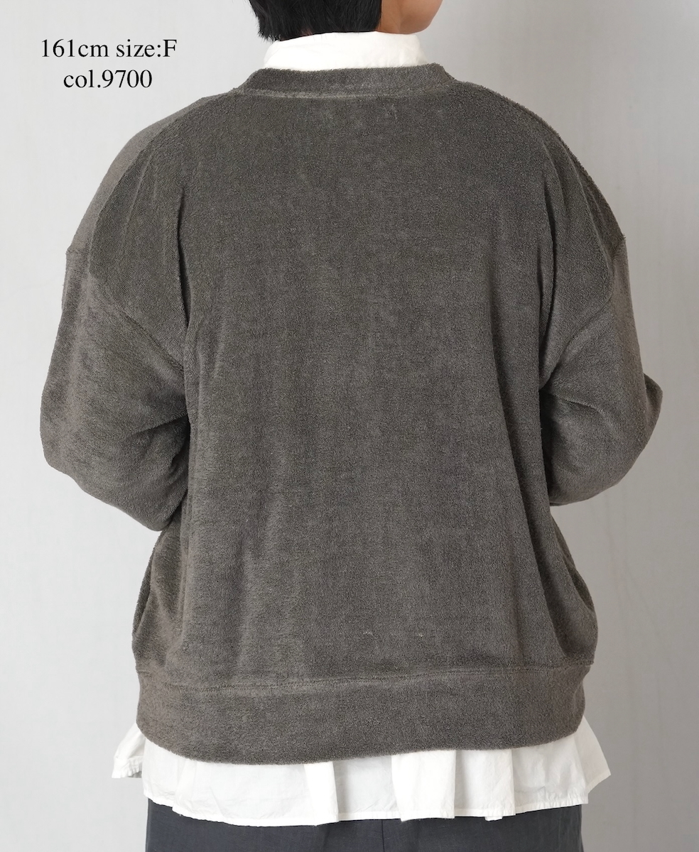 GNSL26031(カーディガン) LINEN POLYESTER PILE V-NECK 1BUTTON CARDIGAN