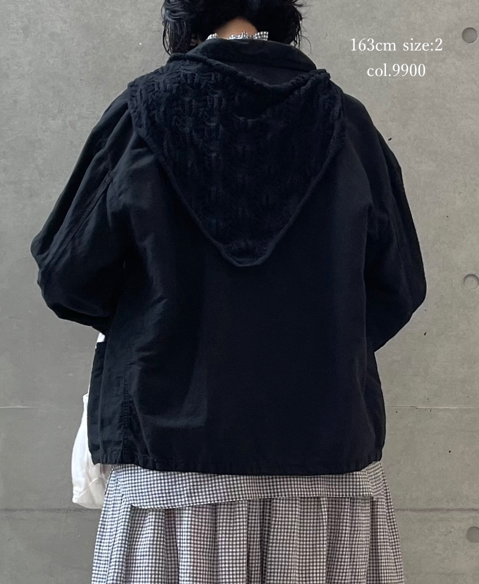 ISNAM2601D(ジャケット) LINEN COTTON PLAIN OVERDYE ROUND COLLAR DOUBLE JACKET