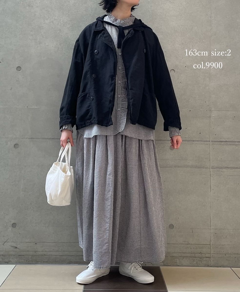 ISNAM2601D(ジャケット) LINEN COTTON PLAIN OVERDYE ROUND COLLAR DOUBLE JACKET