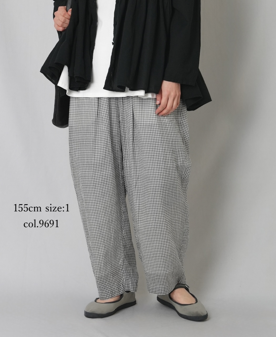 INMDS26025(パンツ) HANDWOVEN COTTON/SILK GINGHAM CHECK 2TUCK TAPERED EASY PANTS