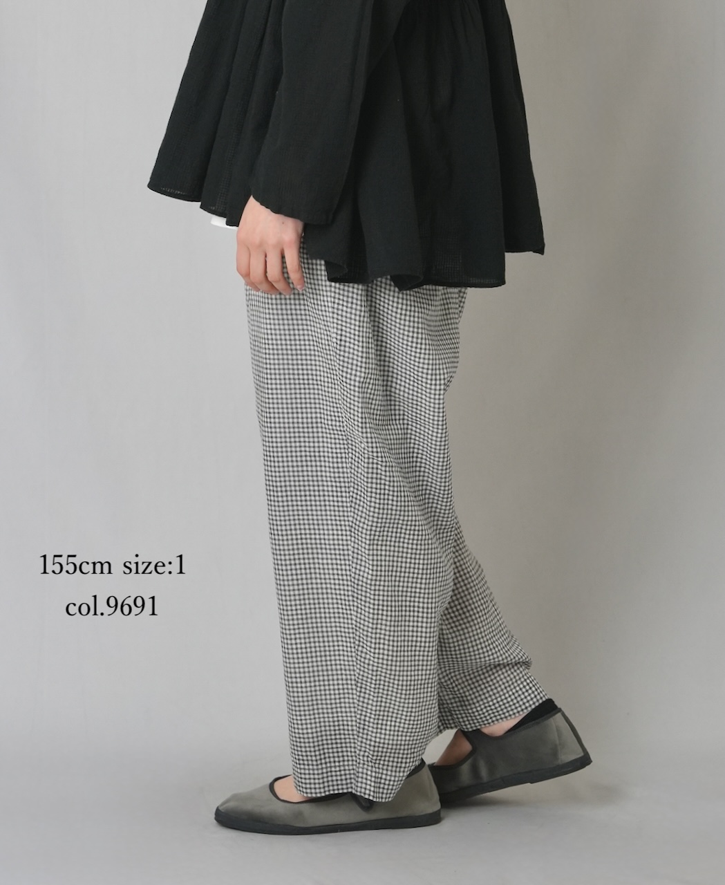 INMDS26025(パンツ) HANDWOVEN COTTON/SILK GINGHAM CHECK 2TUCK TAPERED EASY PANTS