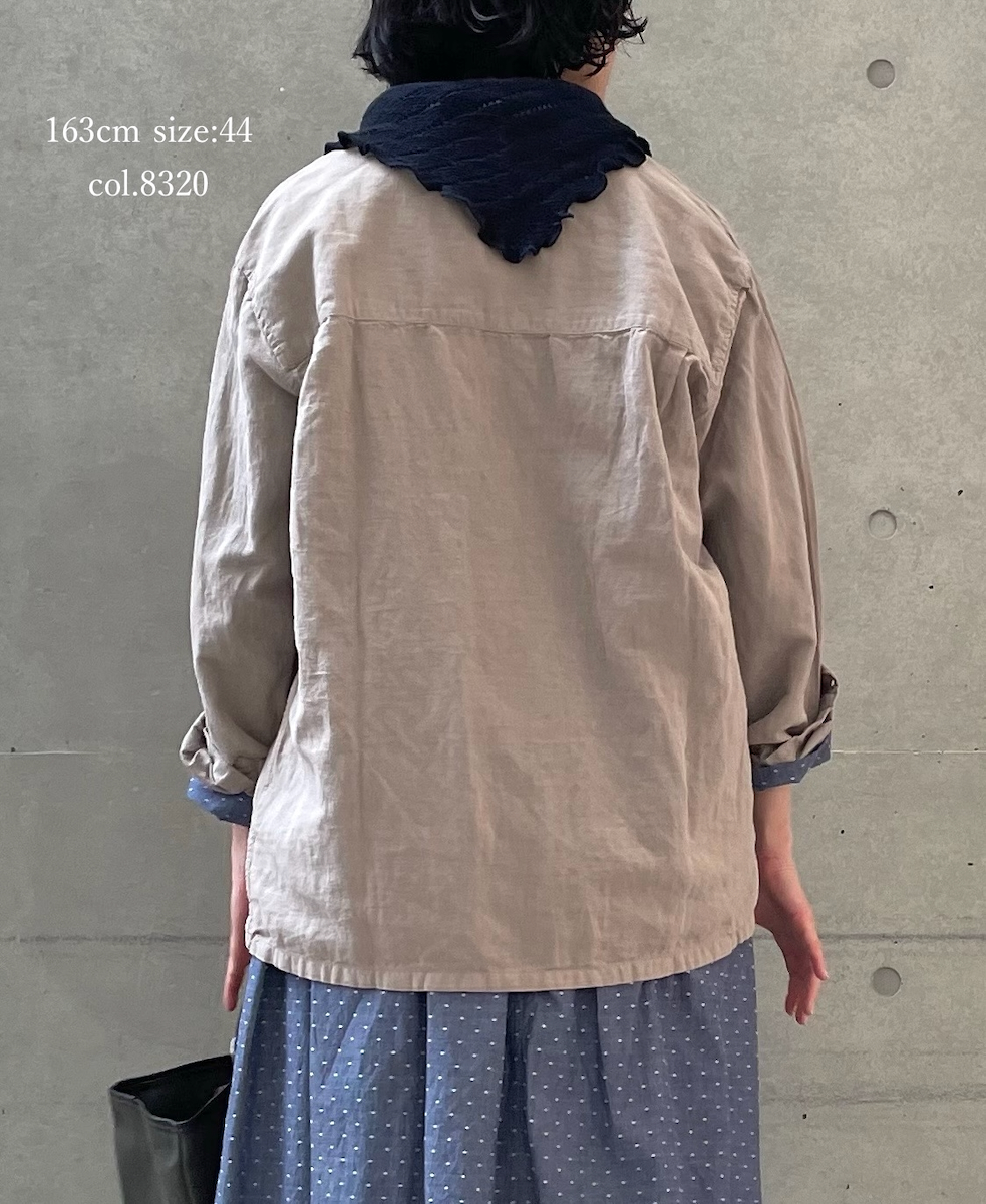 INHT2512CLD(シャツ) COTTON LINEN PLAIN OVERDYE ONE-UP COLLAR SHIRT