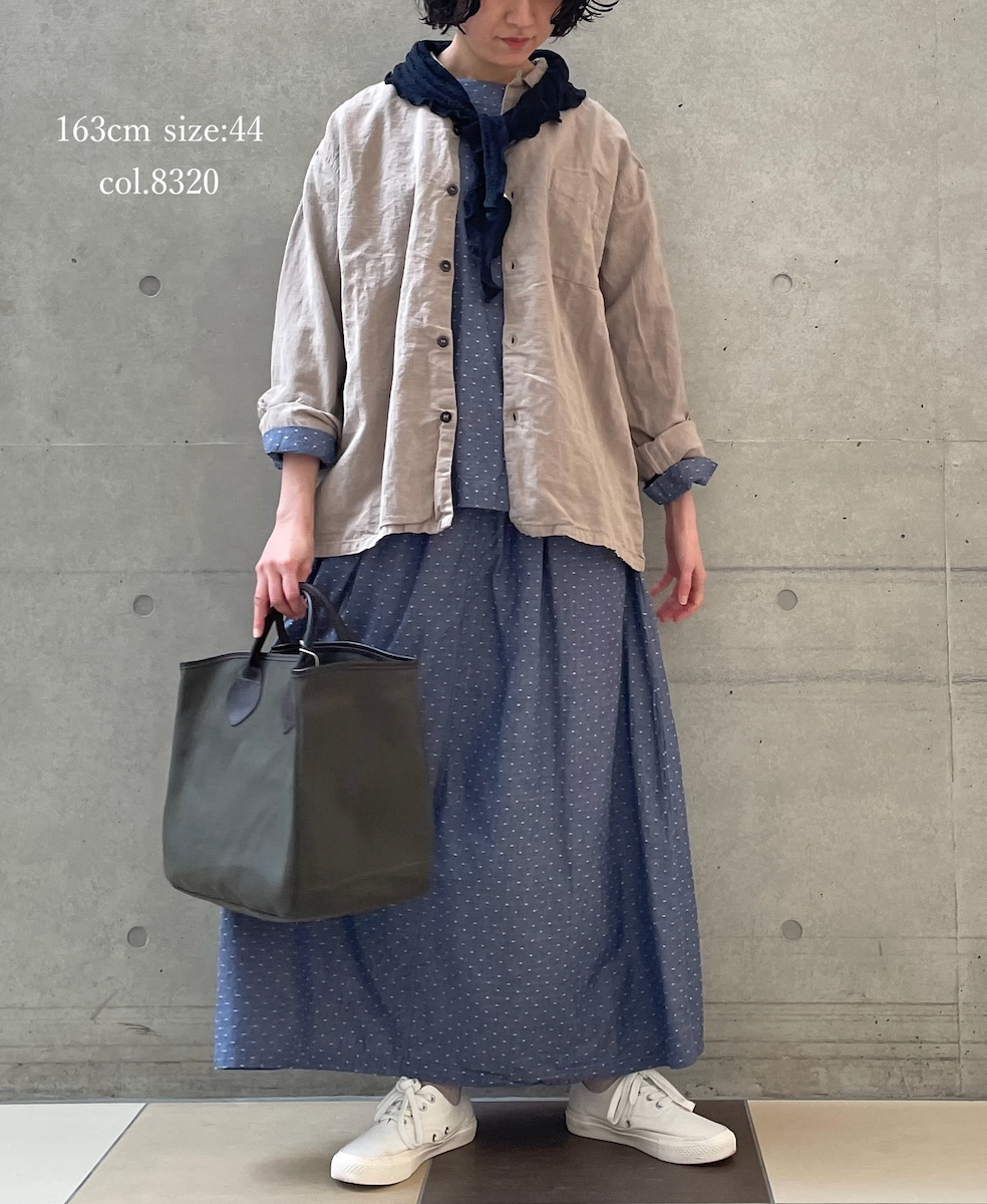 INHT2512CLD(シャツ) COTTON LINEN PLAIN OVERDYE ONE-UP COLLAR SHIRT