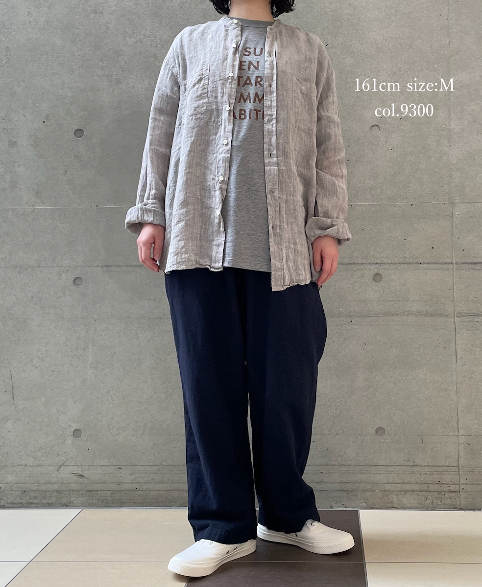 NVL1951LW(シャツ) 60s LINEN CHAMBRAY BANDED COLLAR L/SH OVERSIZED SHIRT