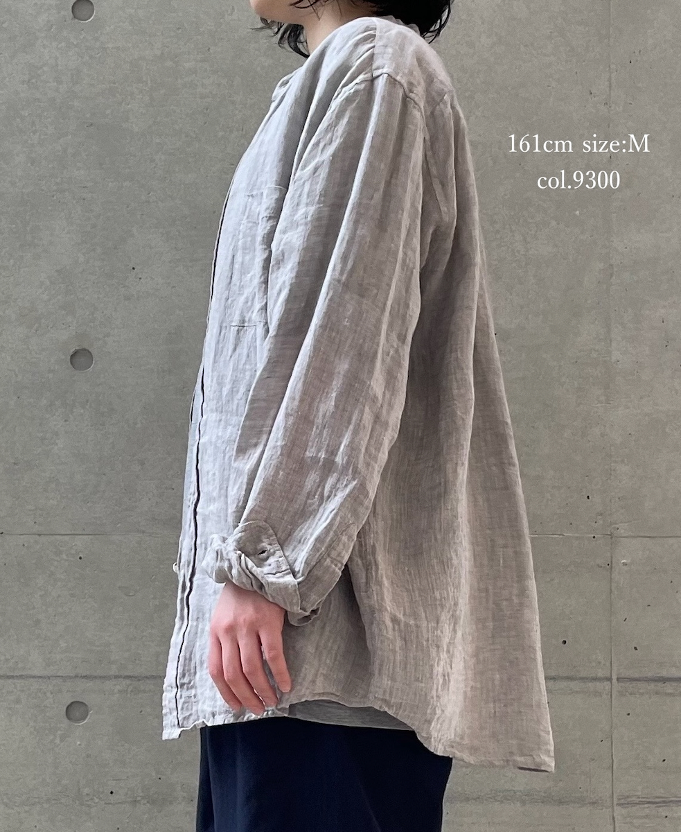 NVL1951LW(シャツ) 60s LINEN CHAMBRAY BANDED COLLAR L/SH OVERSIZED SHIRT