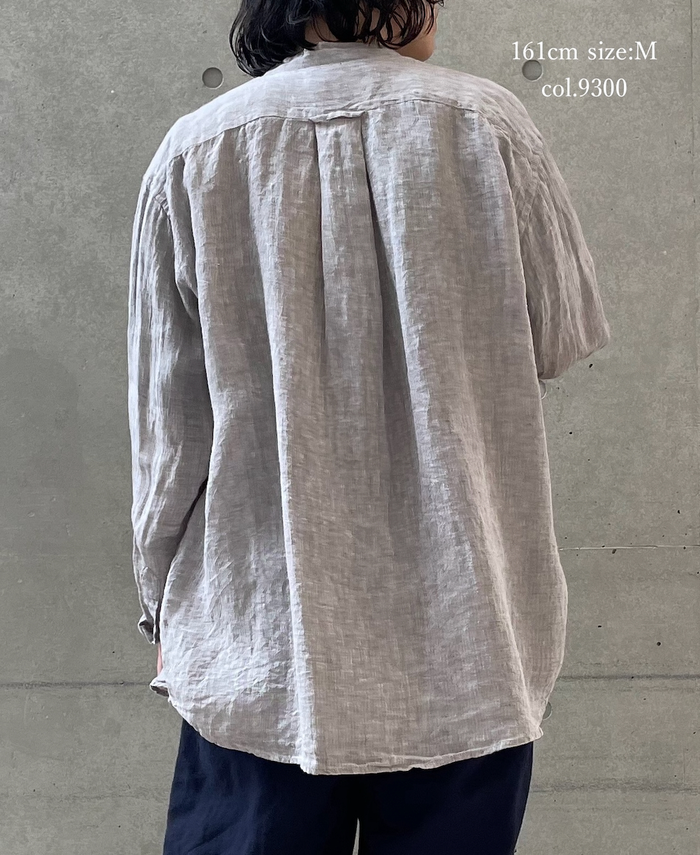 NVL1951LW(シャツ) 60s LINEN CHAMBRAY BANDED COLLAR L/SH OVERSIZED SHIRT
