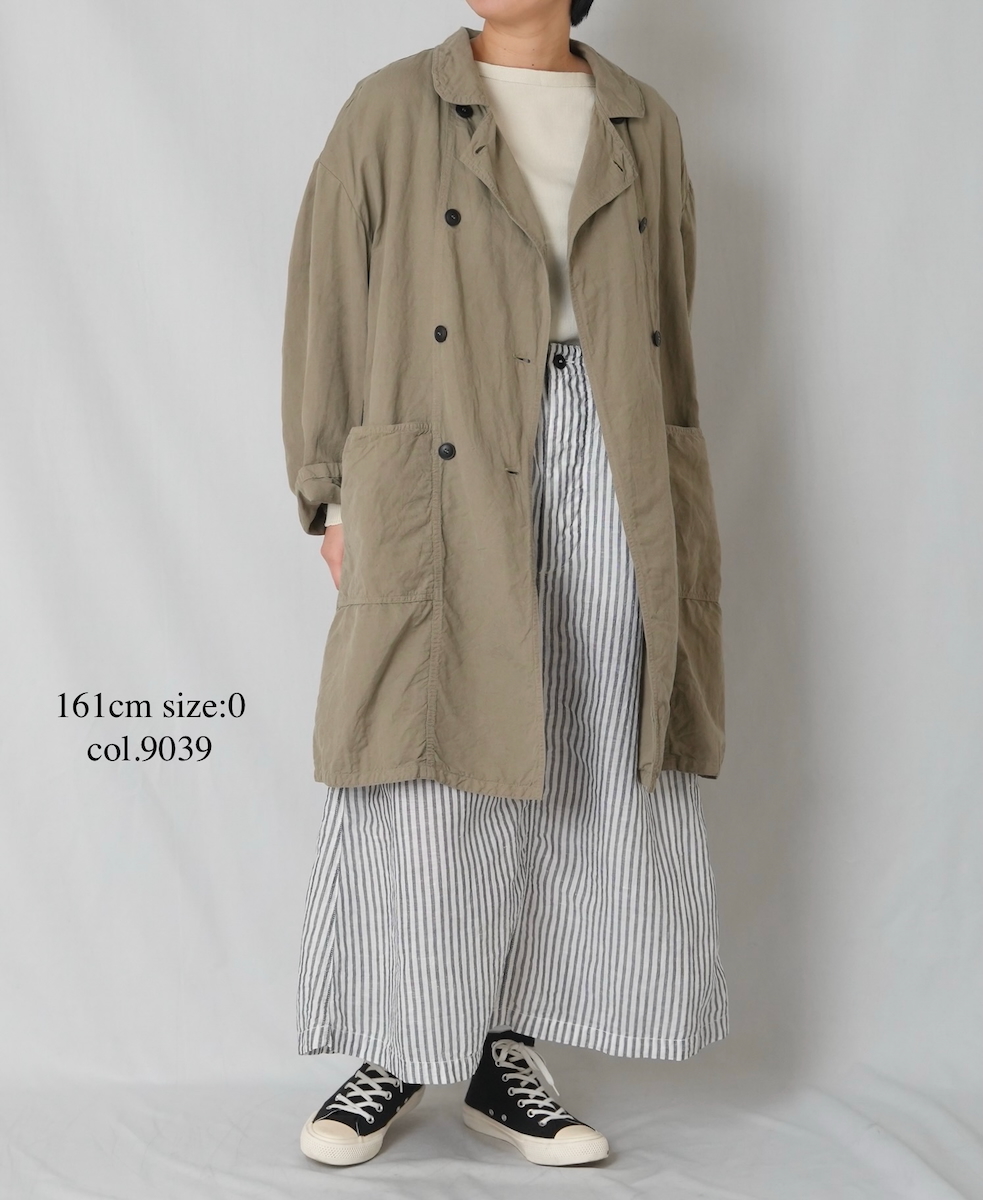 ISNAM2611S(スカート) LINEN COTTON STRIPE ADJUSTER TACK SKIRT WITH SUSPENDERS