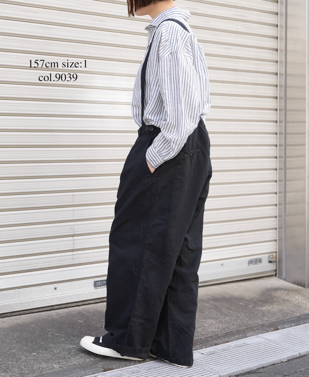 ISNAM2605S(シャツ) LINEN COTTON STRIPE WORK GATHERED SHIRT