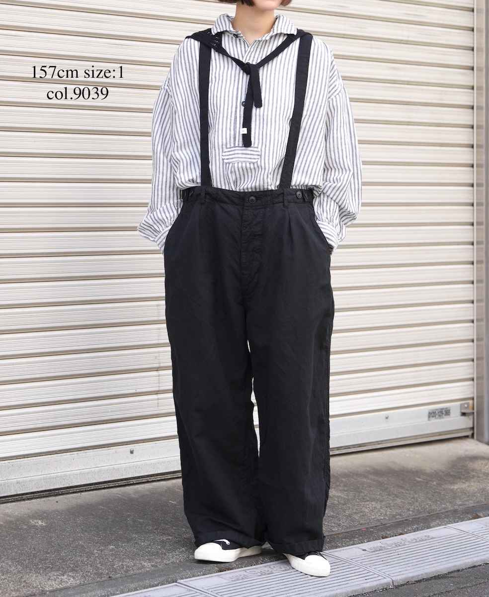 ISNAM2605S(シャツ) LINEN COTTON STRIPE WORK GATHERED SHIRT