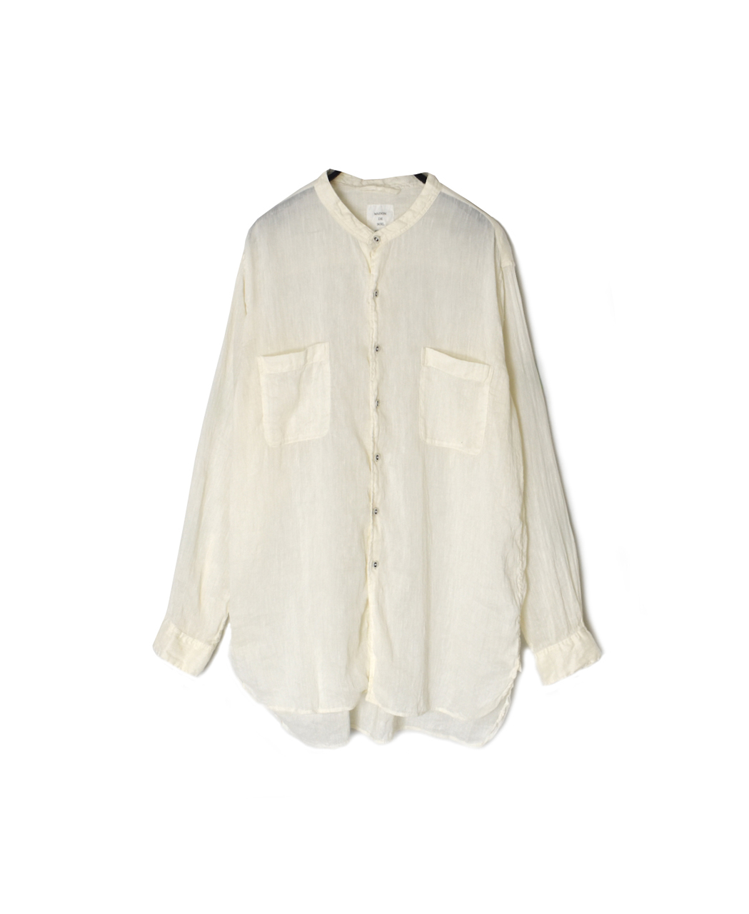 IMDSH2303LCD(シャツ) AUTLOOM LINEN/COTTON PLAIN OVERDYE BANDED COLLAR SHIRTS
