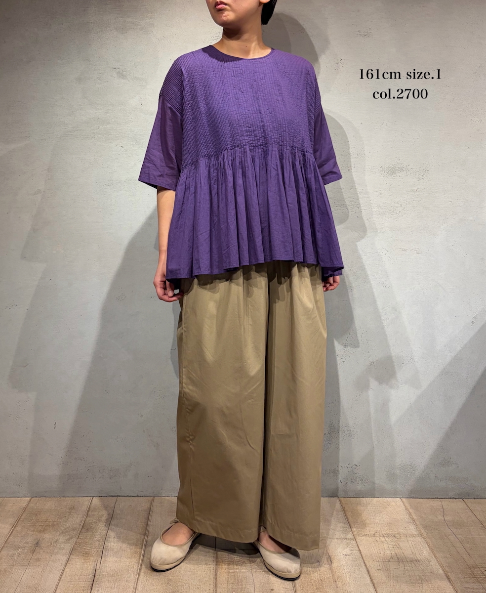 NMDS26241(シャツ) 80s ORGANIC COTTON VOILE CREW-NECK PULLOVER HALF/SLEEVE SHIRT WITH MINI PINTUCK