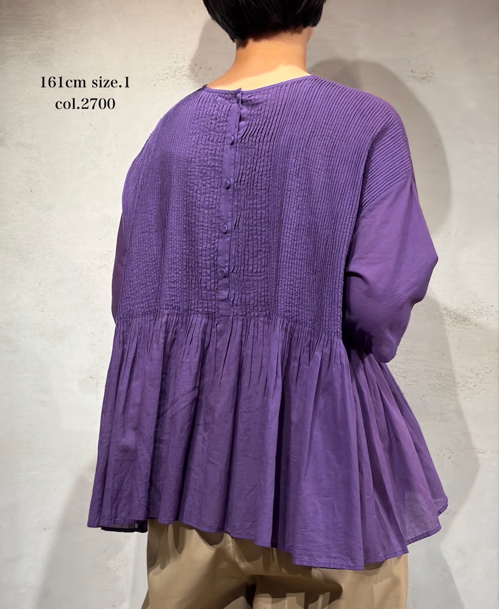 NMDS26241(シャツ) 80s ORGANIC COTTON VOILE CREW-NECK PULLOVER HALF/SLEEVE SHIRT WITH MINI PINTUCK