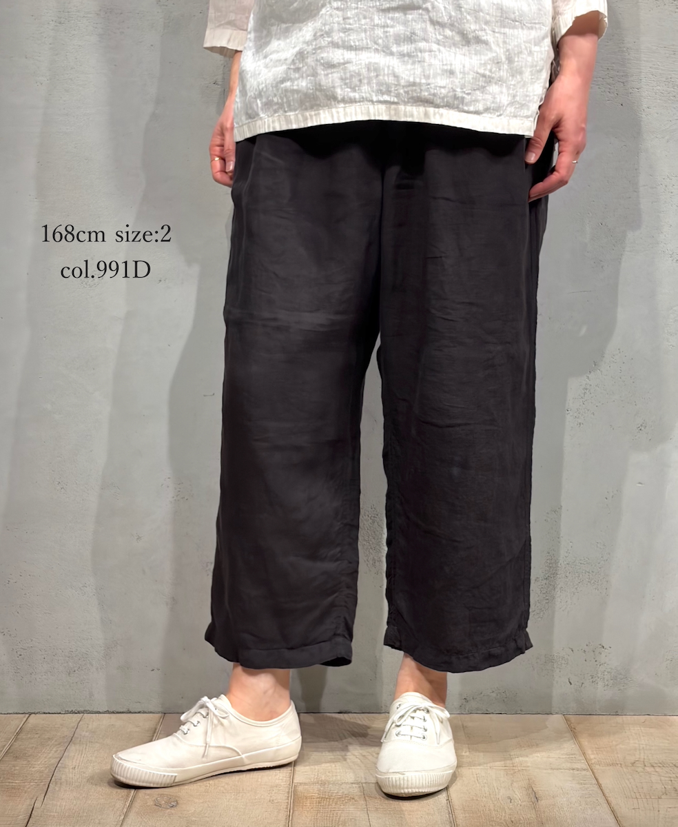 IMDSH2101LPD (パンツ) 60s AUTOLOOM LINEN PLAIN (OVERDYE) EASY CROPPED PANTS