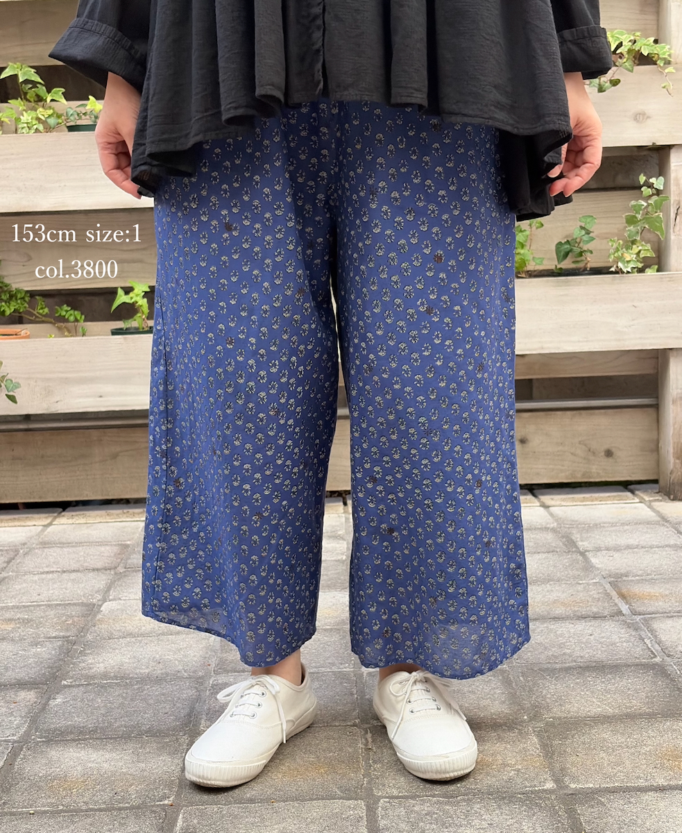 NMDS26255(パンツ) 80s VOILE SMALL GENTIANA BLOCK PRINT EASY PANTS