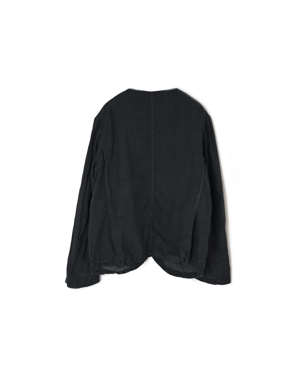 NVL2302LD (ジャケット) 50'S LINEN PLAIN (OVERDYE) MEN'S SIDE VENTS NO COLLAR JACKET