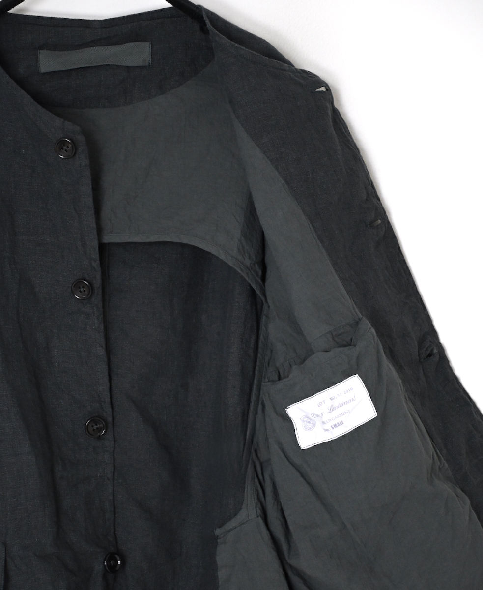 NVL2302LD (ジャケット) 50'S LINEN PLAIN (OVERDYE) MEN'S SIDE VENTS NO COLLAR JACKET