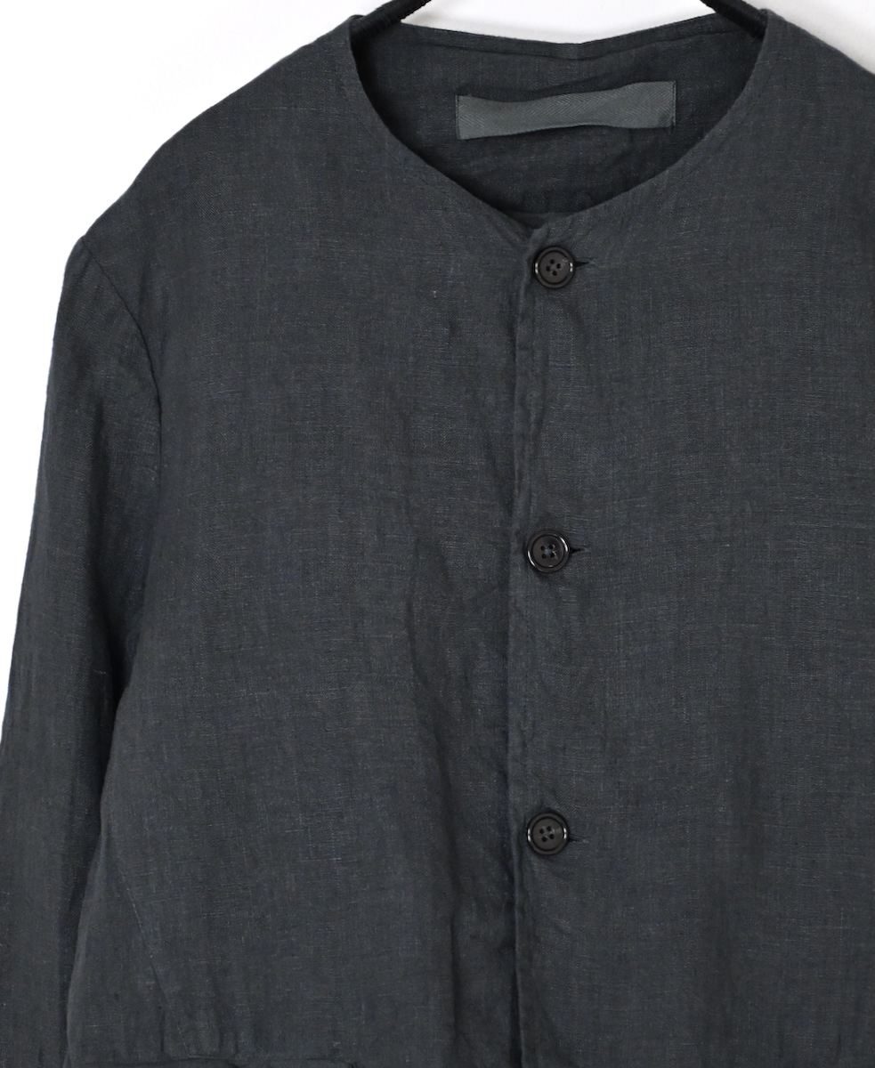 NVL2302LD (ジャケット) 50'S LINEN PLAIN (OVERDYE) MEN'S SIDE VENTS NO COLLAR JACKET