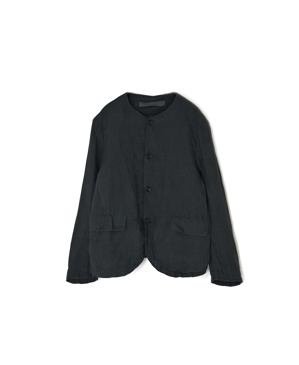 NVL2302LD (ジャケット) 50'S LINEN PLAIN (OVERDYE) MEN'S SIDE VENTS NO COLLAR JACKET