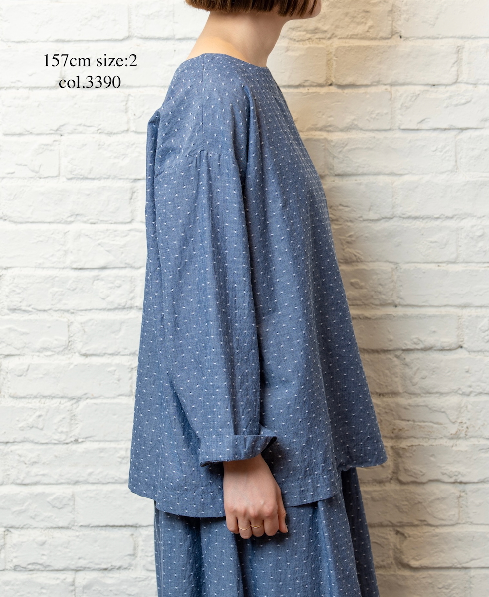INAM2623CB(スモック)  DOBIE CHAMBRAY WASH BOAT NECK SMOCK