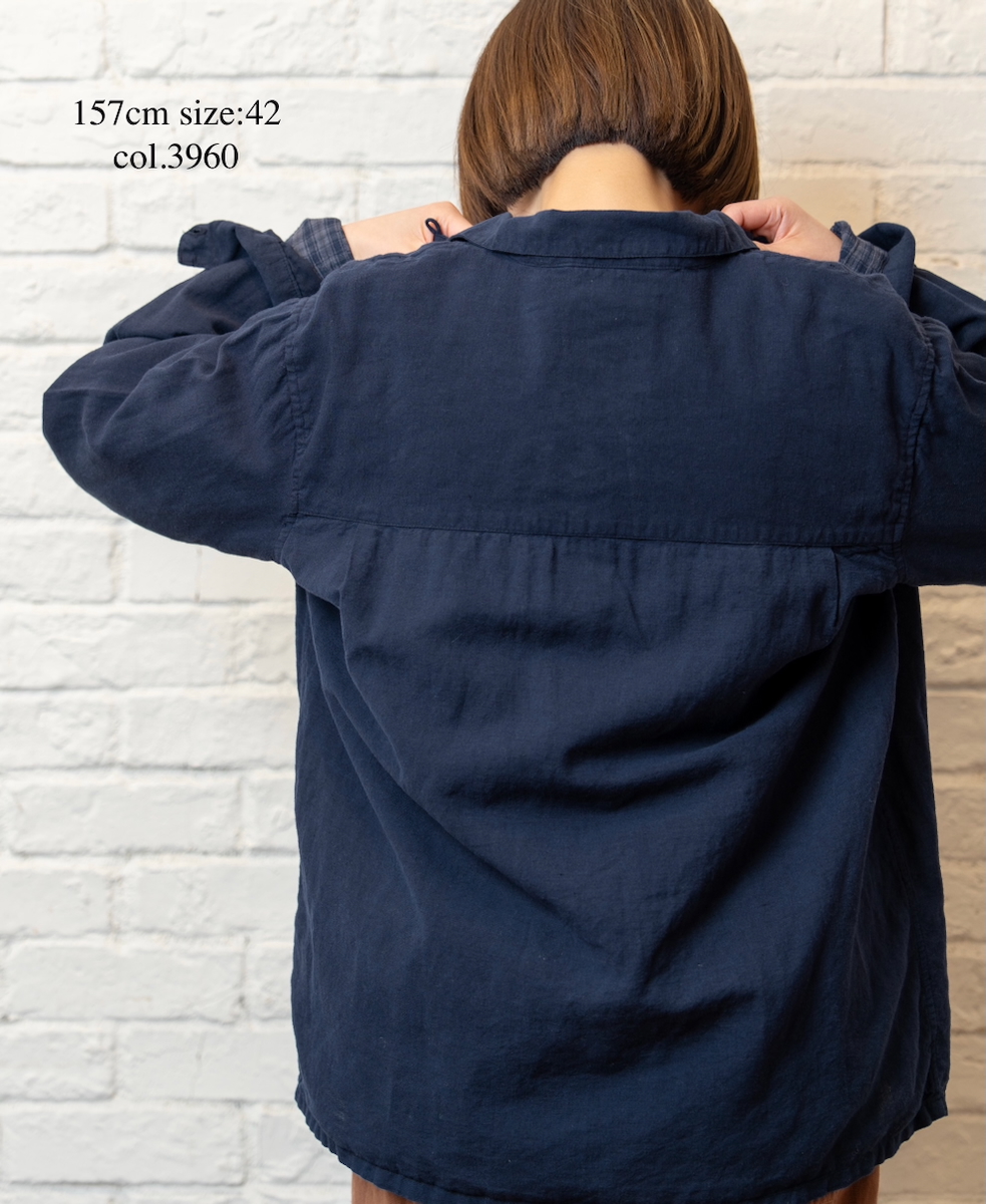 INHT2512CLD(シャツ) COTTON LINEN PLAIN OVERDYE ONE-UP COLLAR SHIRT