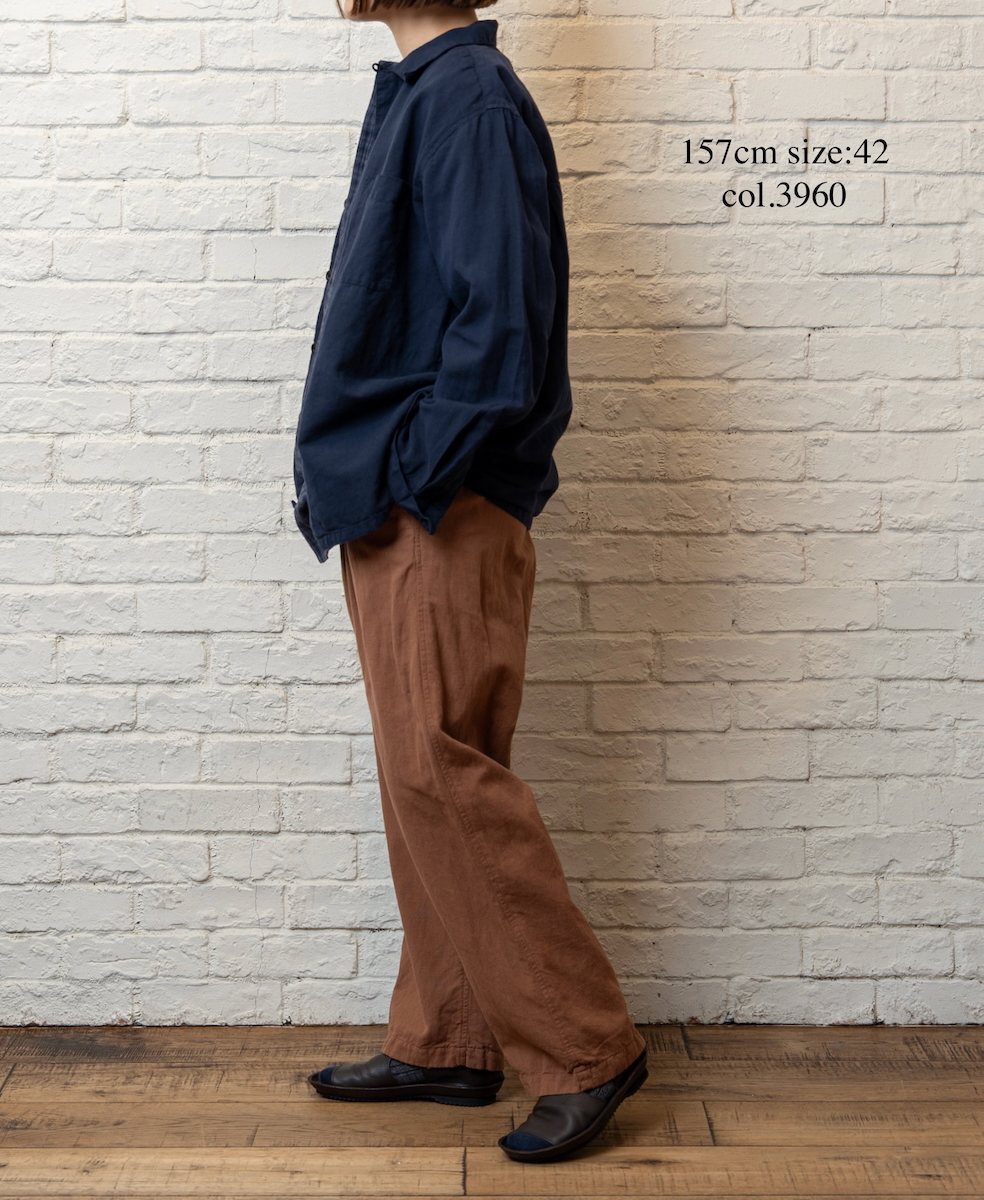 INHT2512CLD(シャツ) COTTON LINEN PLAIN OVERDYE ONE-UP COLLAR SHIRT