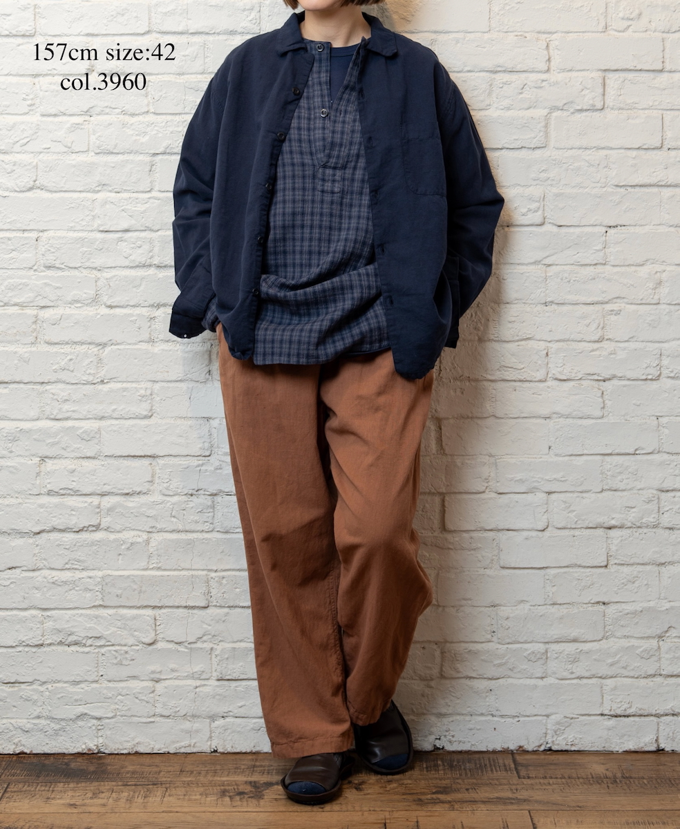 INHT2512CLD(シャツ) COTTON LINEN PLAIN OVERDYE ONE-UP COLLAR SHIRT
