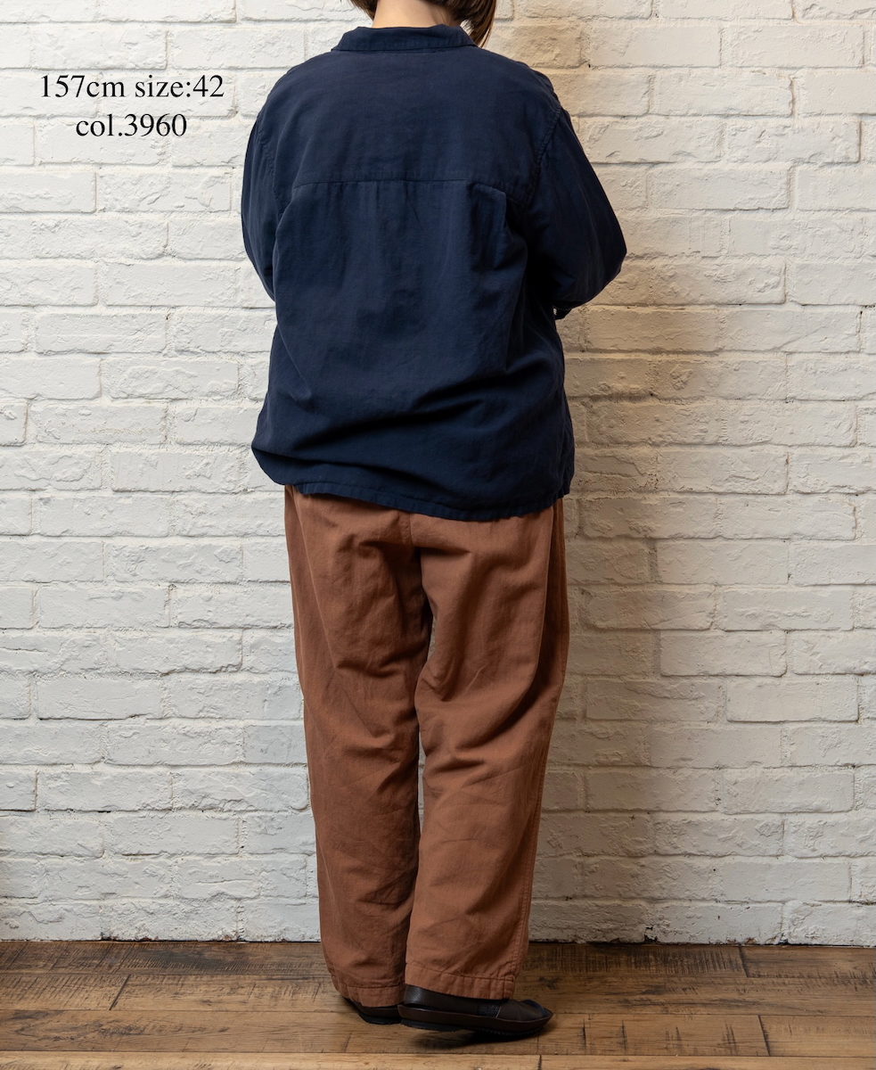 INHT2512CLD(シャツ) COTTON LINEN PLAIN OVERDYE ONE-UP COLLAR SHIRT