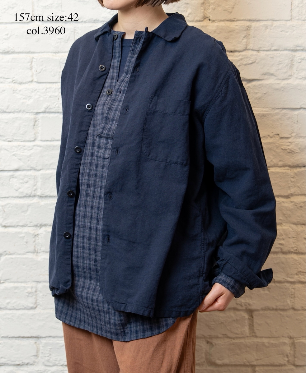 INHT2512CLD(シャツ) COTTON LINEN PLAIN OVERDYE ONE-UP COLLAR SHIRT