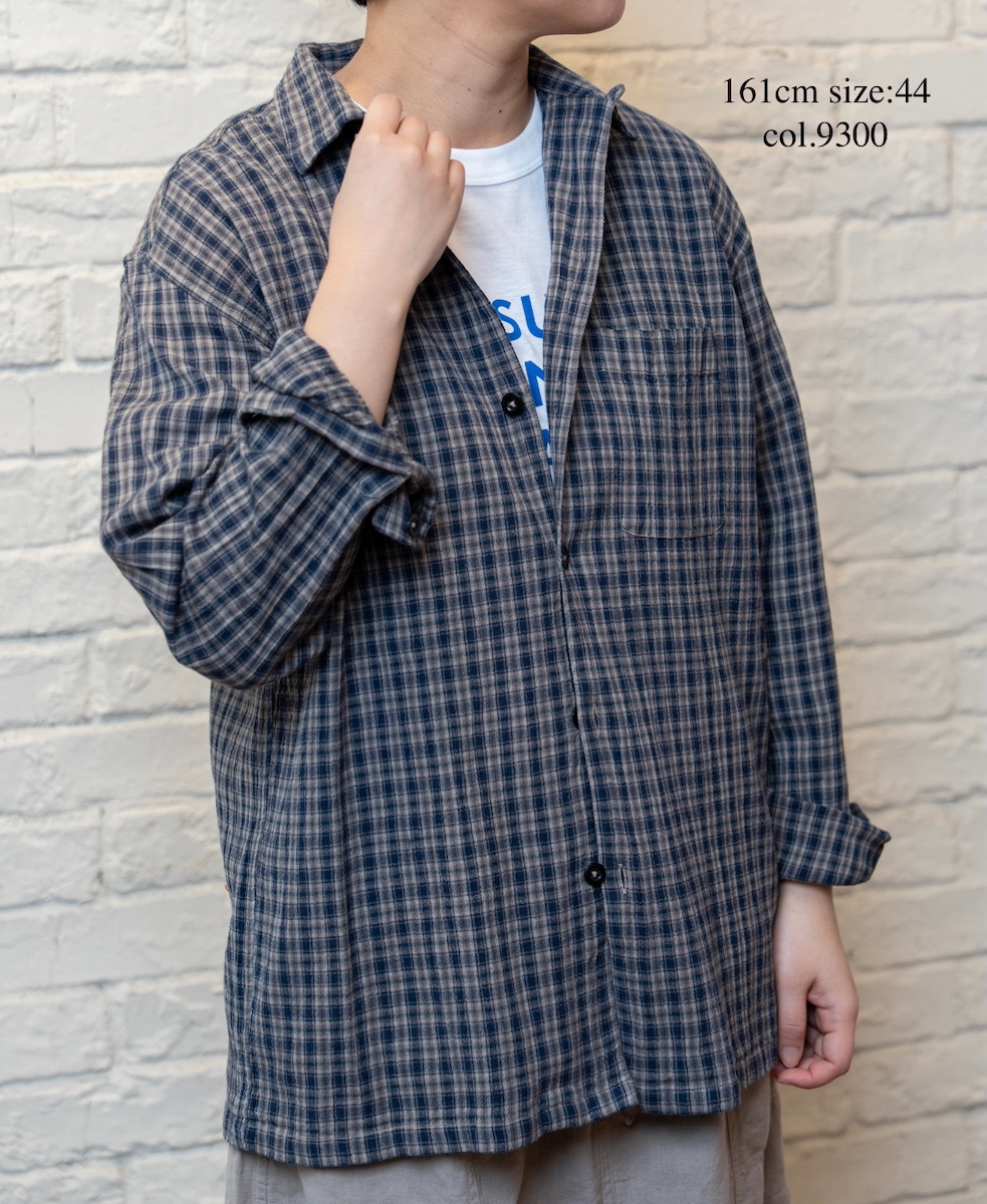 INHT2512CCD(シャツ) COTTON CHECK OVERDYE ONE-UP COLLAR SHIRT